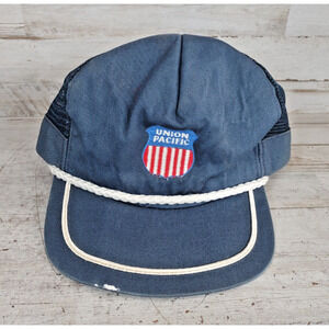 Vintage Union Pacific Railroad Mesh Rope Snapback Trucker Hat Cap Made in USA